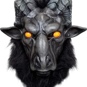 Oscuridad Antedicha: Máscara de Baphomet de Látex – Gótico Infernal para Adultos